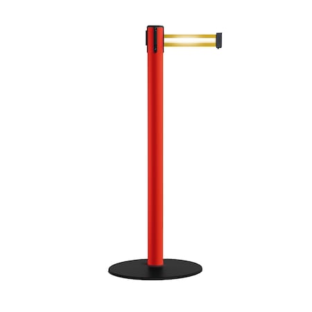 Montour Line Retractable Belt Stanchion, Low Base, 2.5" Red Post  11' Y Ref. Belt S400-RD-YRH-110